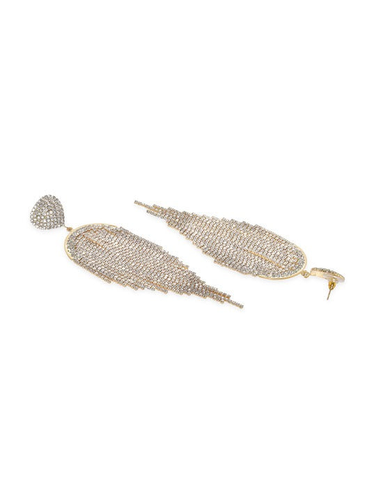 18K Gold Plated Sparkling CubicZirconia Studded Fairy Wing Shape Multilayer Earring