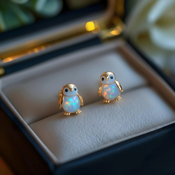 Penguin Opal Stud Earrings