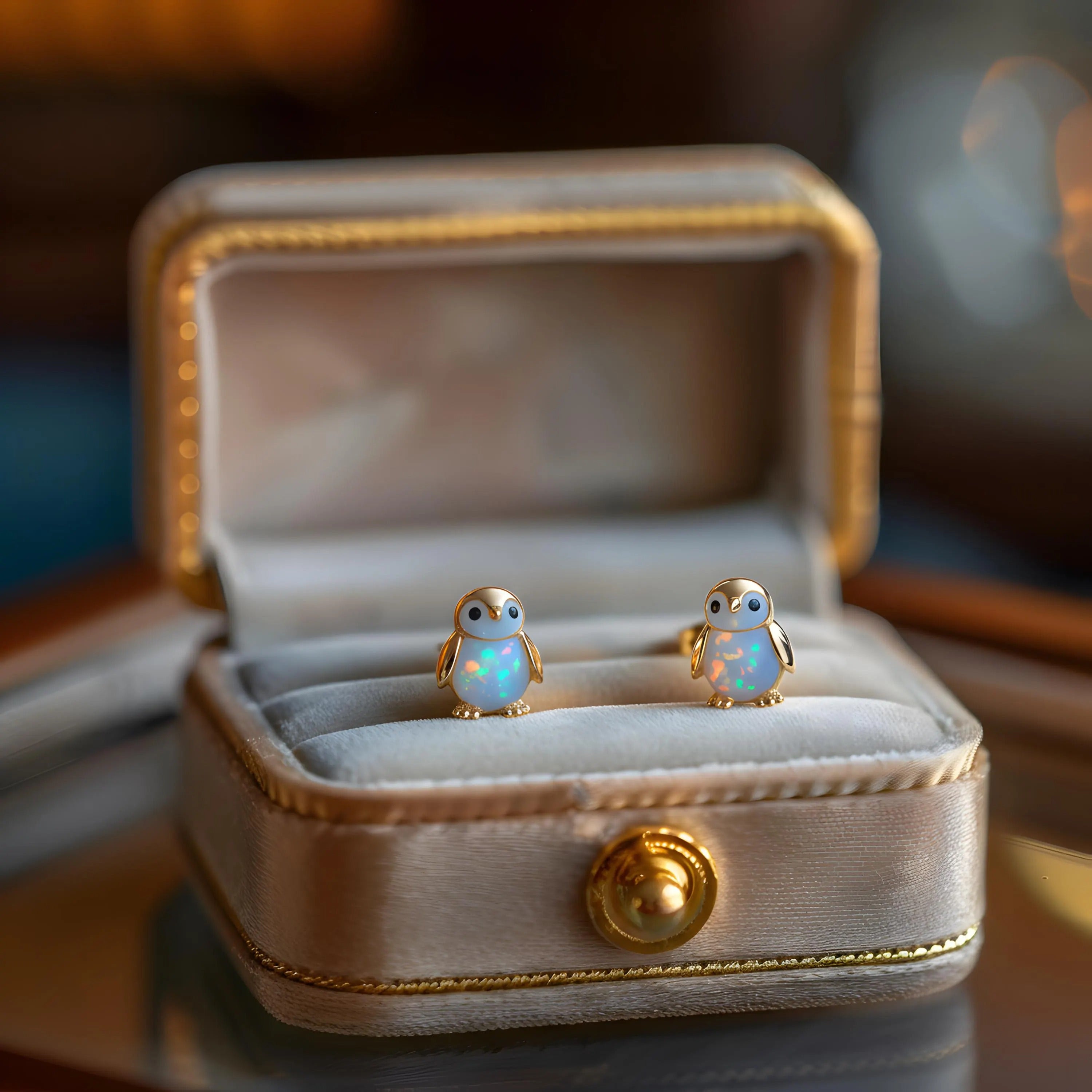 Penguin Opal Stud Earrings Secondary image