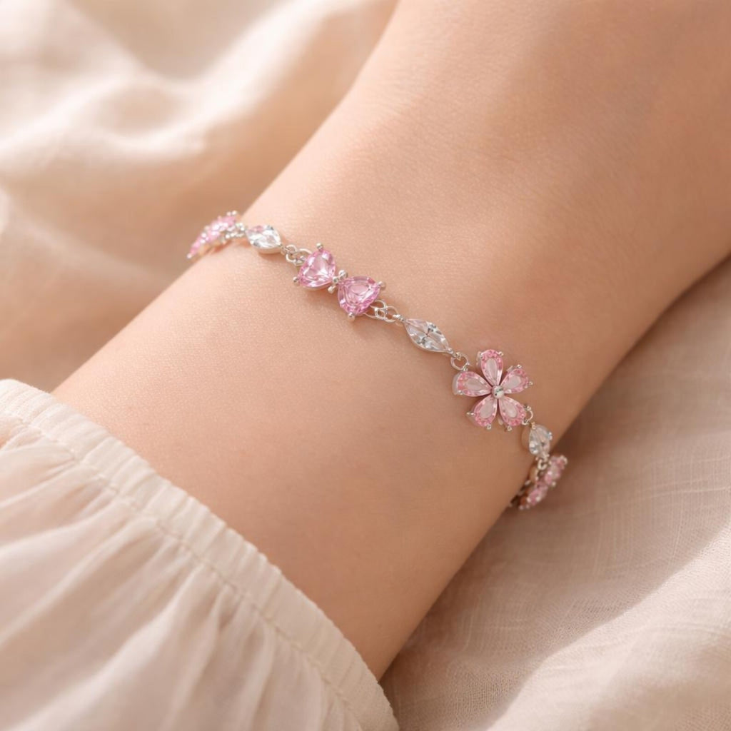 pink sakura flower bracelet