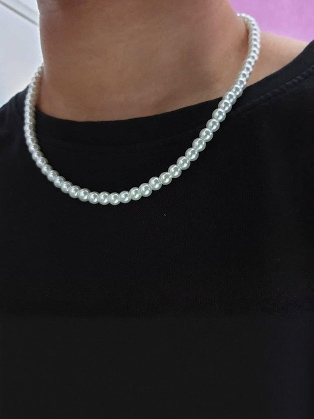 Unisex Silver-Plated Cubic Zirconia Studded Stainless Steel Minimal Chain