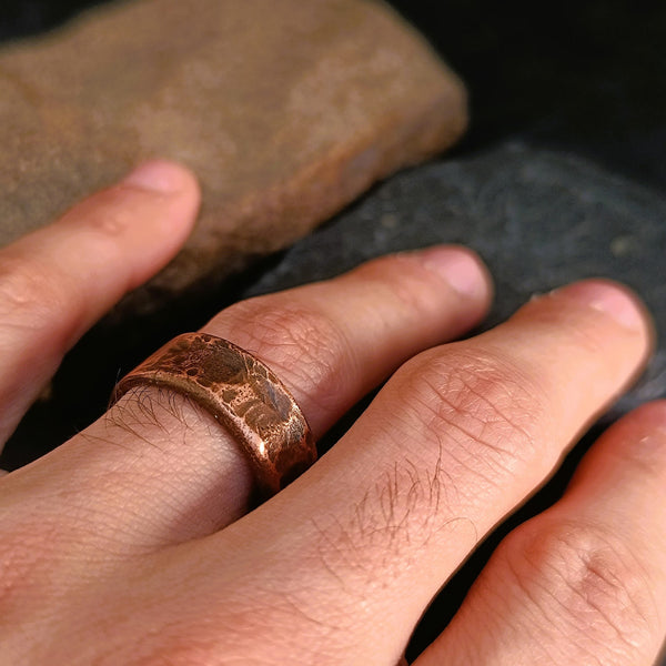 Hammered copper ring