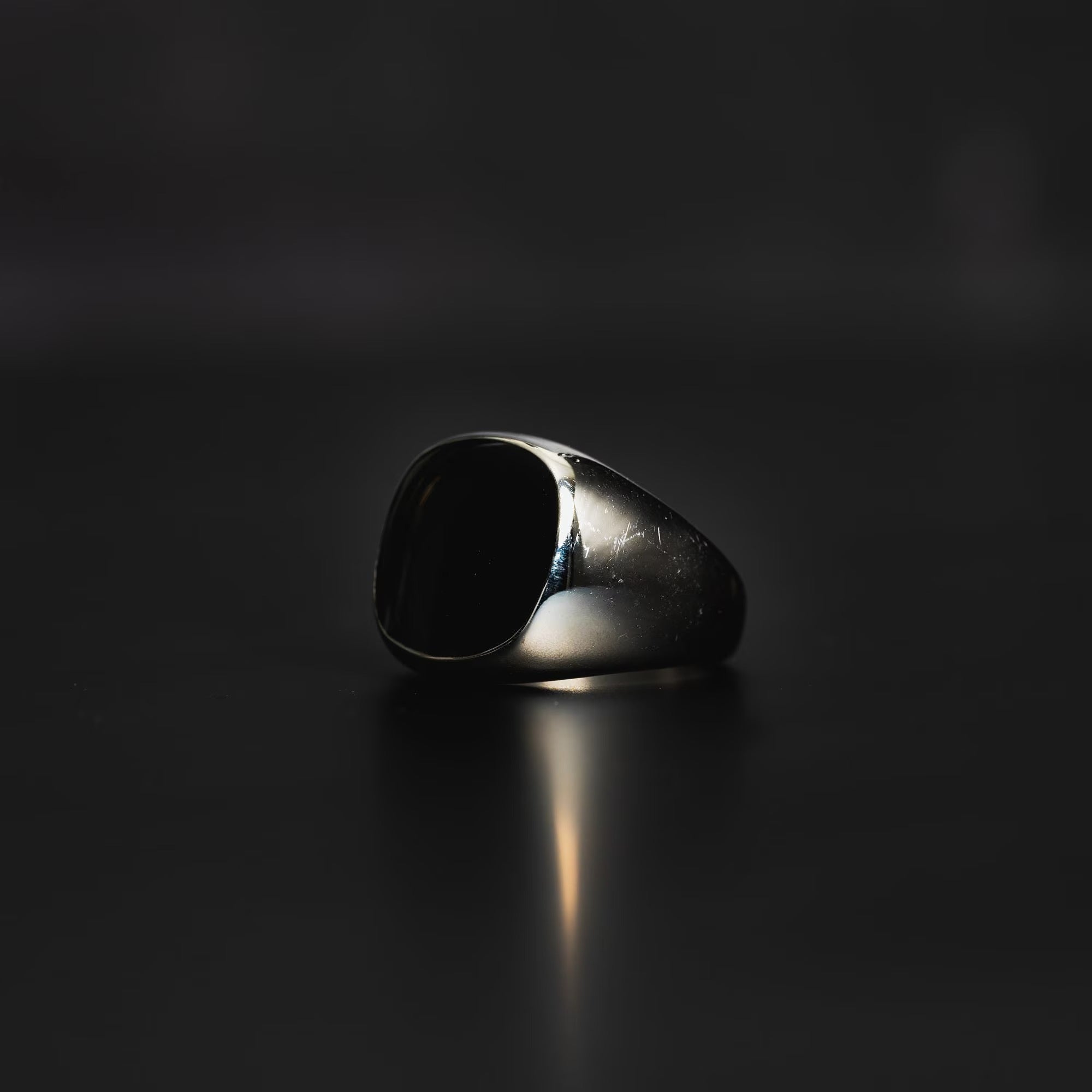 Silver Signet Ring - Vintage Styled Black Stone Signet Ring Men