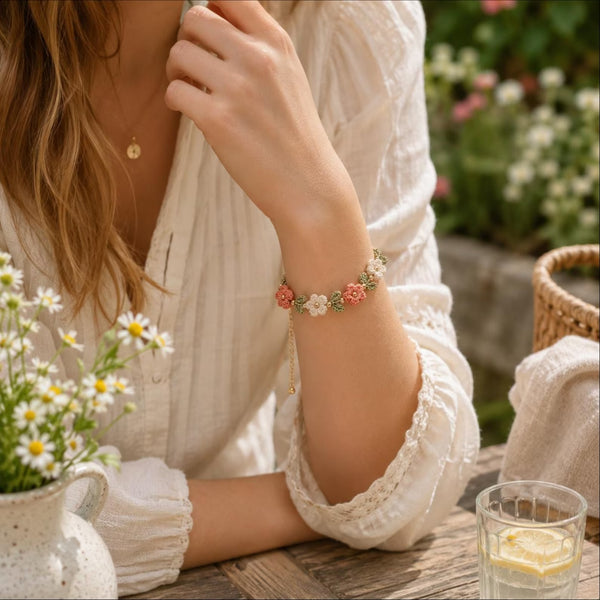 Handmade Crochet Daisy Bracelet