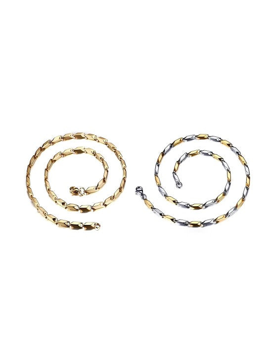 Unisex Set of 2 Gold Plated Stainless Steel Chain