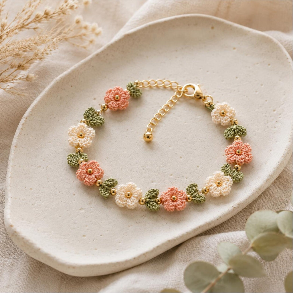 Handmade Crochet Daisy Bracelet