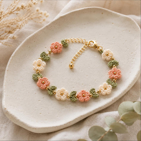 Handmade Crochet Daisy Bracelet