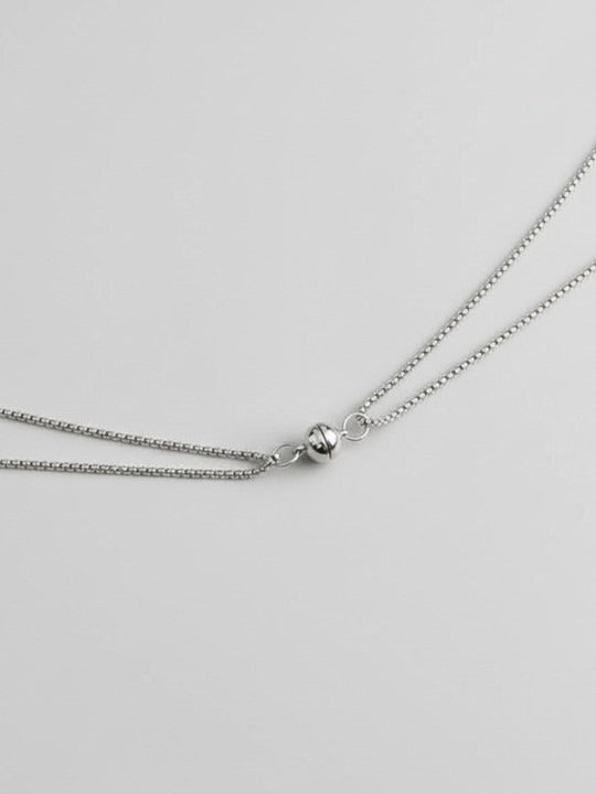 Silver-Plated Magnetic Charm Matching Ball Promise Chain