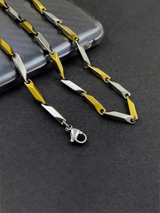 Unisex Set of 2 Gold Plated Stainless Steel Chain