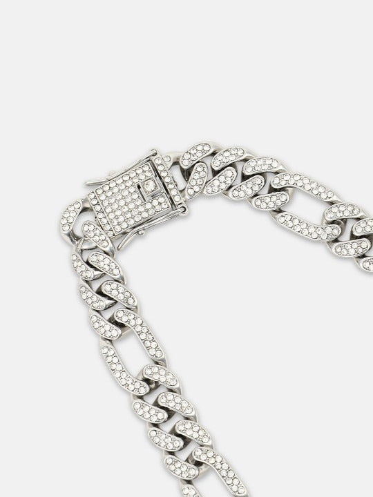 Men Silver-Plated Artificial Stones Studded Statement Chain Secondary image
