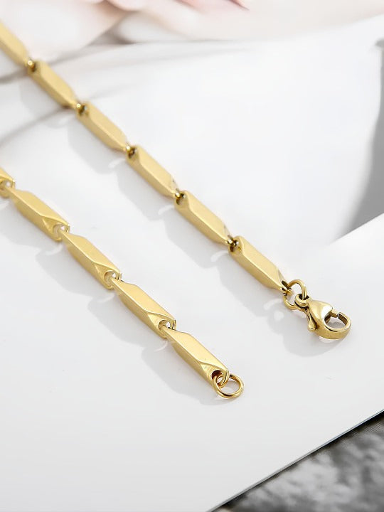 Unisex Set of 2 Gold Plated Stainless Steel Chain