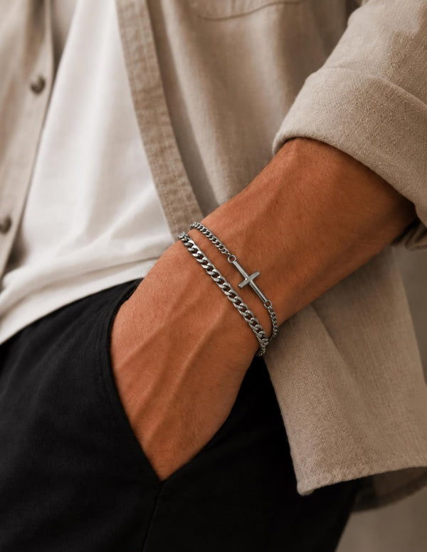 Men’s Silver Cross Bracelet