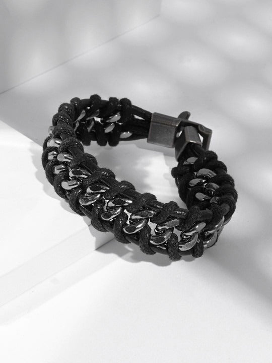 Men Leather Wraparound Bracelet Secondary image