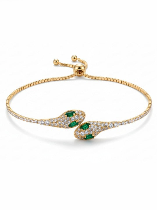 Women Cubic Zirconia Antique Gold-Plated Kada Bracelet