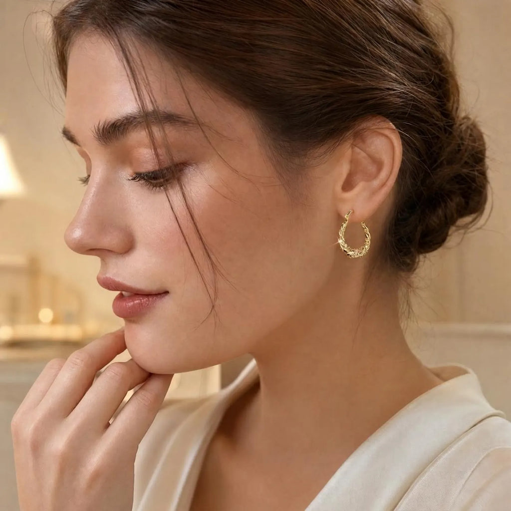 Twisted Gold Hoop Earrings