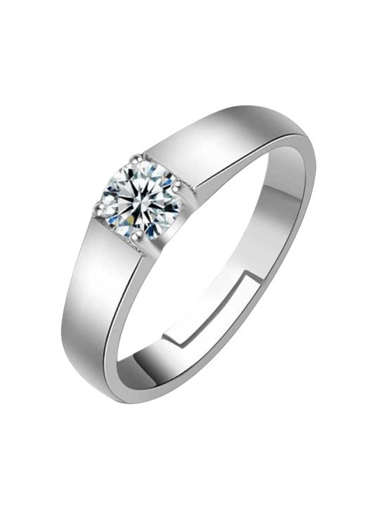 Set Of 2 Silver Plated Cubic Zirconia Studded Adjustable Couple Rings Secondary image