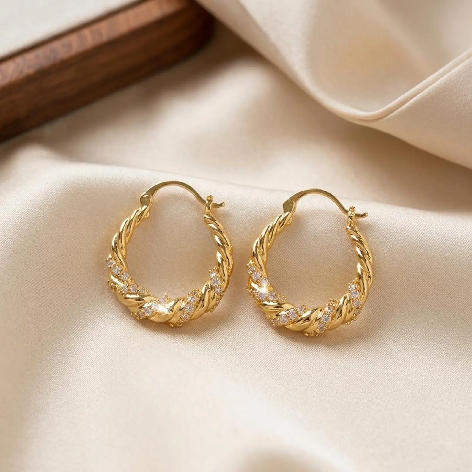 Twisted Gold Hoop Earrings