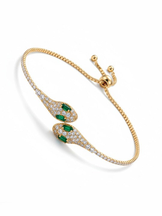 Women Cubic Zirconia Antique Gold-Plated Kada Bracelet
