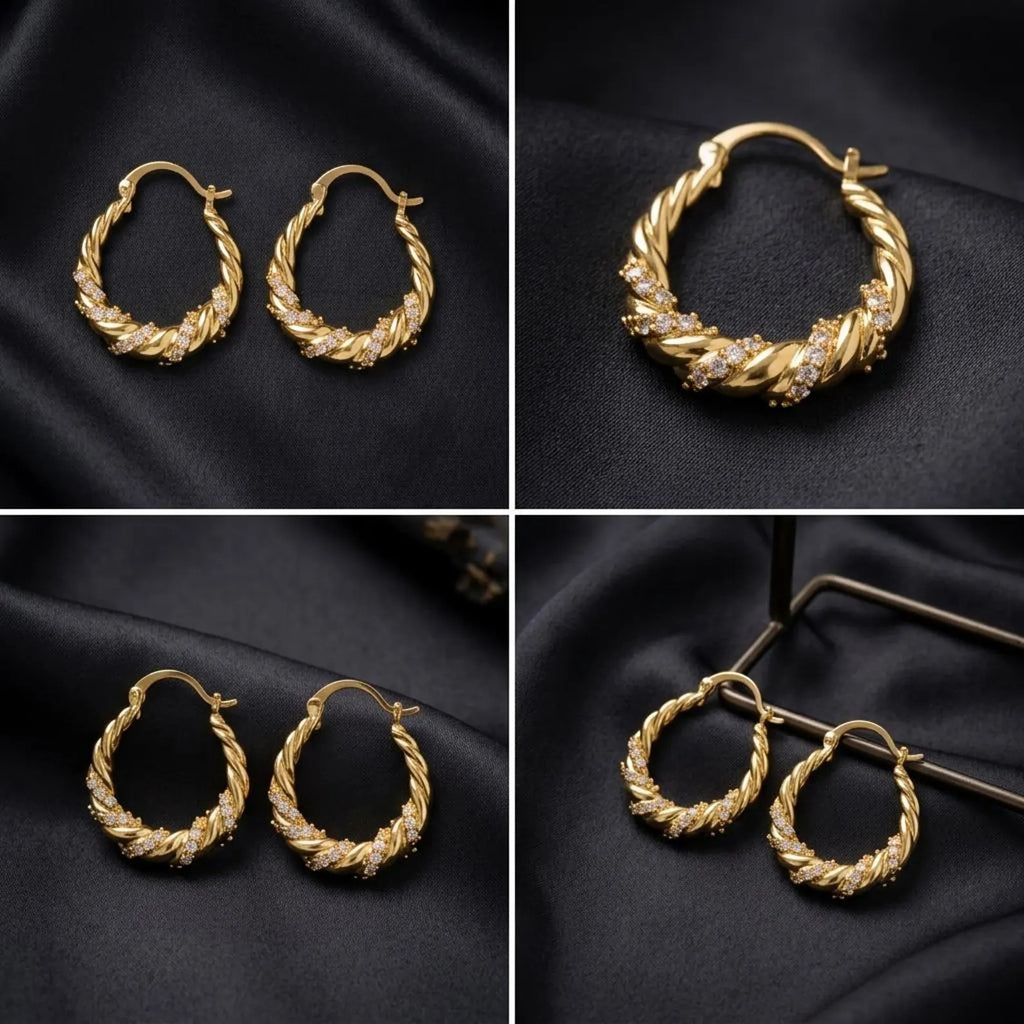 Twisted Gold Hoop Earrings