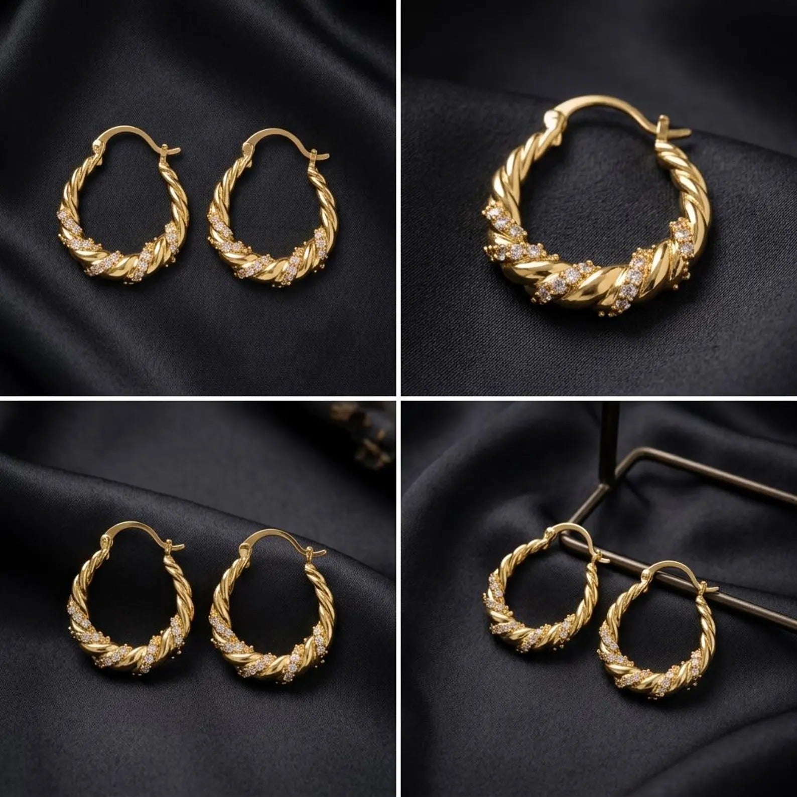 Twisted Gold Hoop Earrings