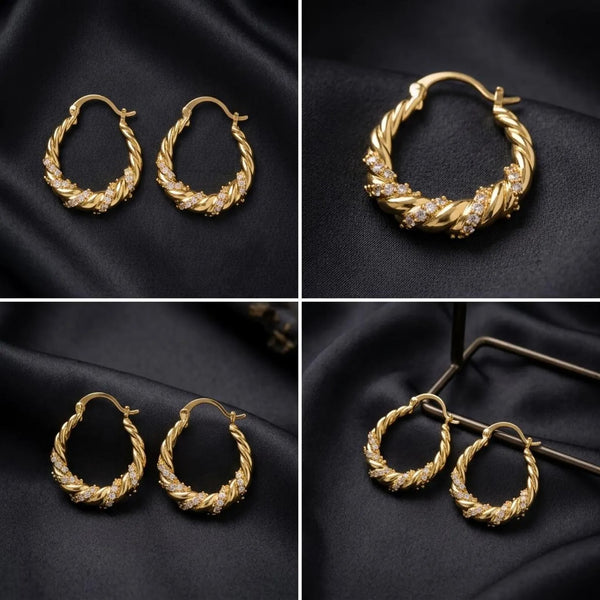 Twisted Gold Hoop Earrings