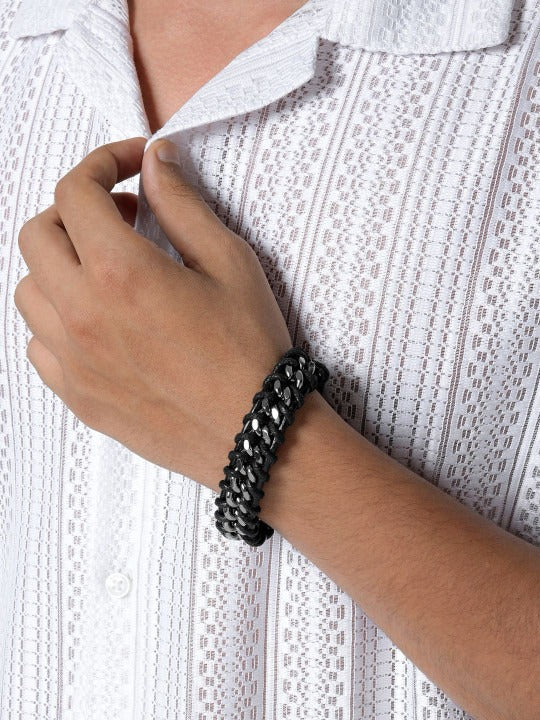 Men Leather Wraparound Bracelet