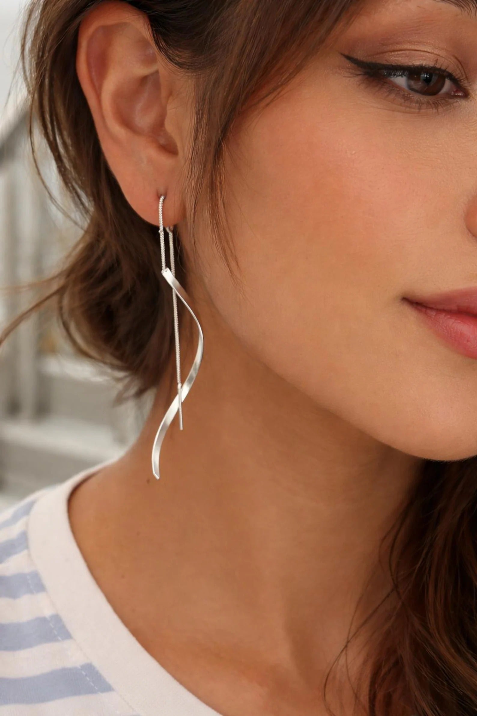 Minimalist Threader Earrings Silver Main image