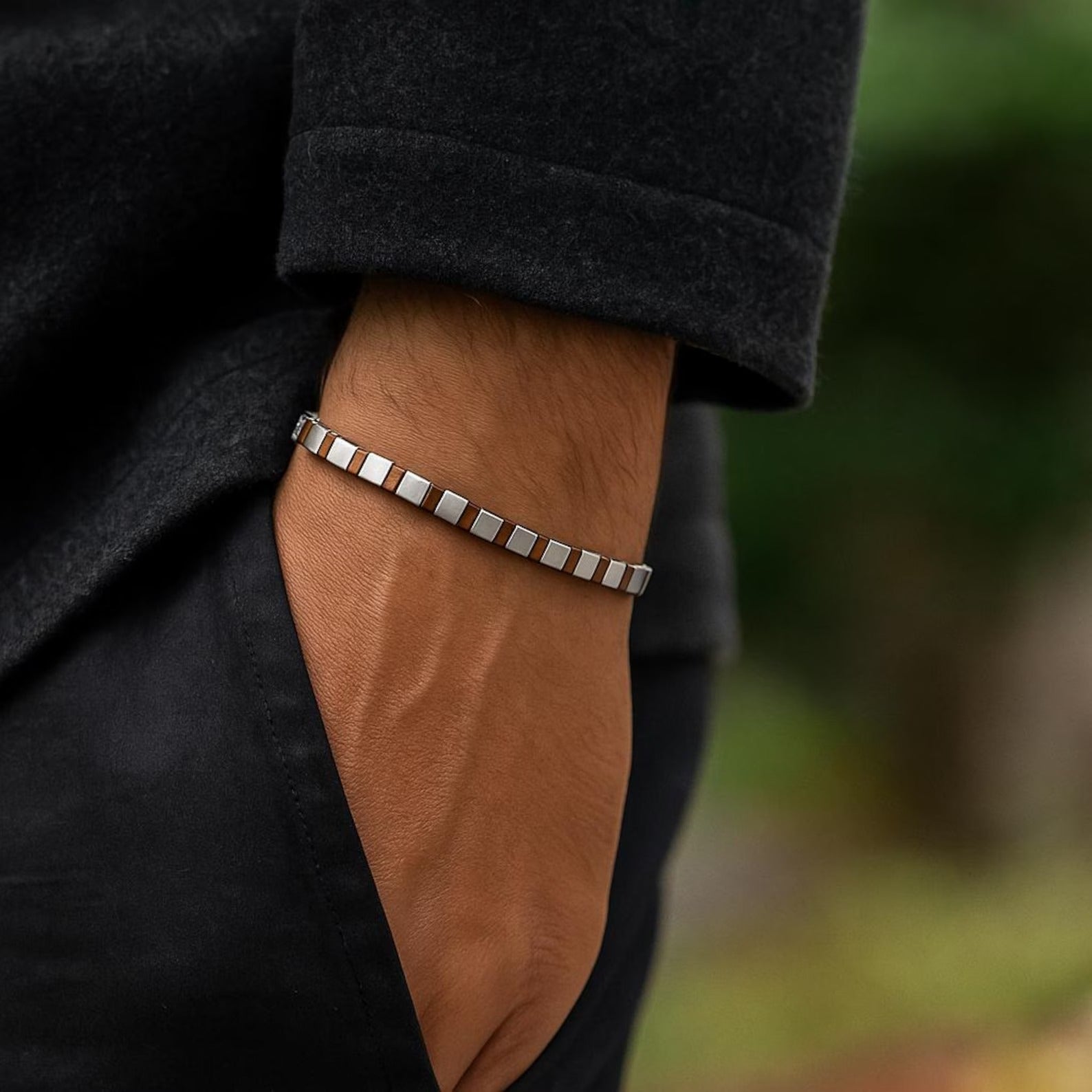 Men's Hematite Minimalist Bracelet