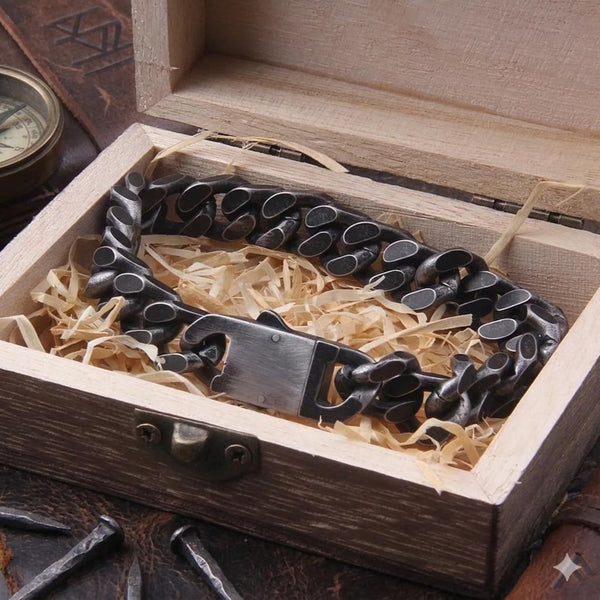 Men’s Vintage Cuban Link Bracelet – Black Stainless Steel Chain