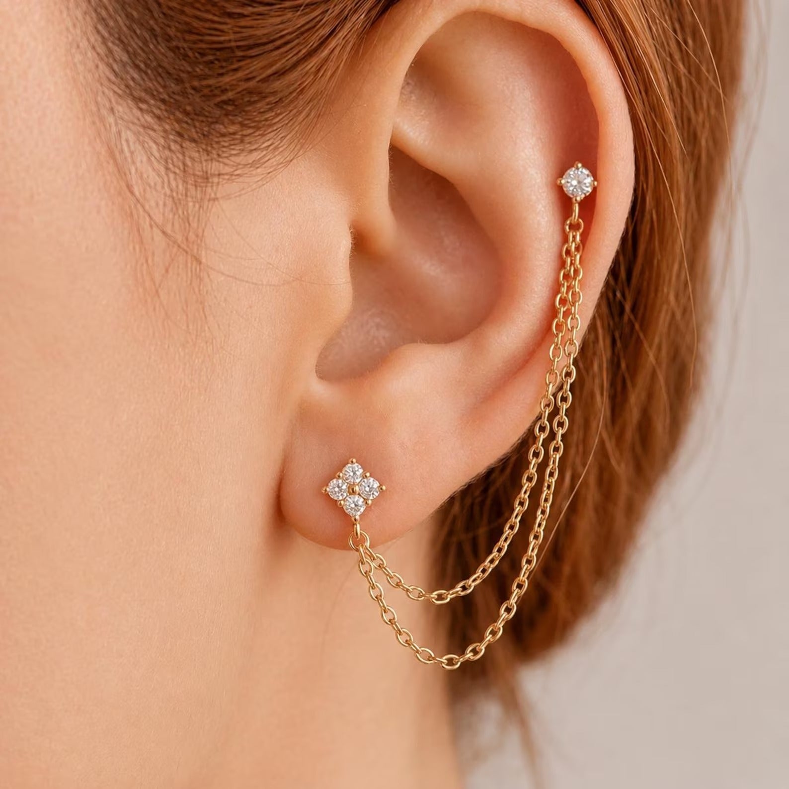 Gold Chain Ear Cuff Earring