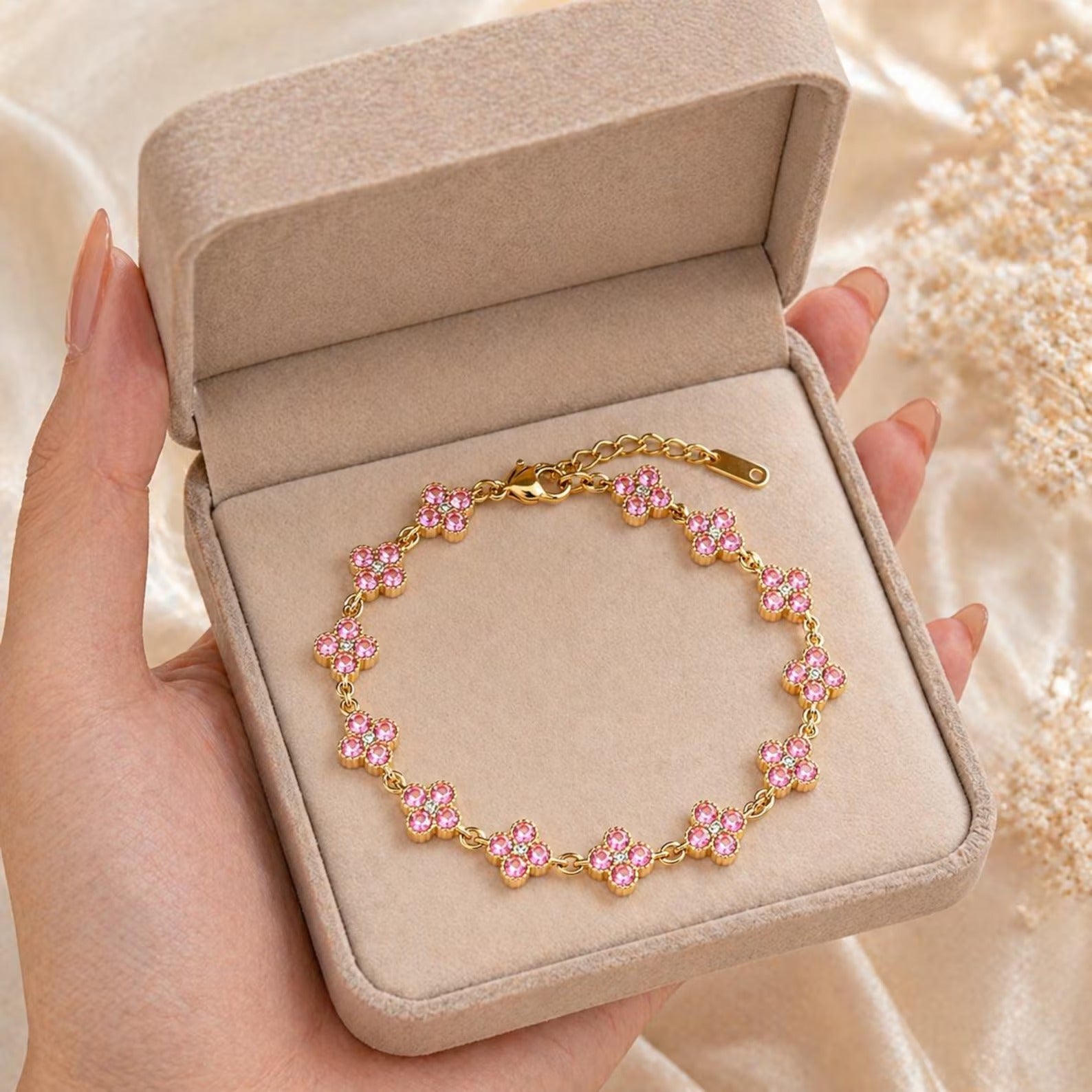 Pink Clover Bracelet