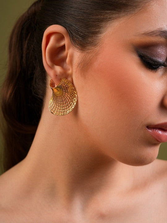 Aura Shell Gold-Plated Contemporary Shell Drop Earrings Main image