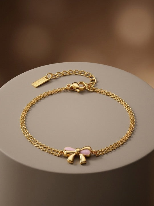 18k Gold Plated Ribbon Stainless Steel Waterproof & Anti-Tarnish Chain Bracelet