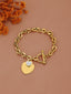 Gold Plated CZ Heart Charm Link Bracelet