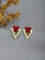 18kt Gold Plated Ruby Triangular Stud Earring
