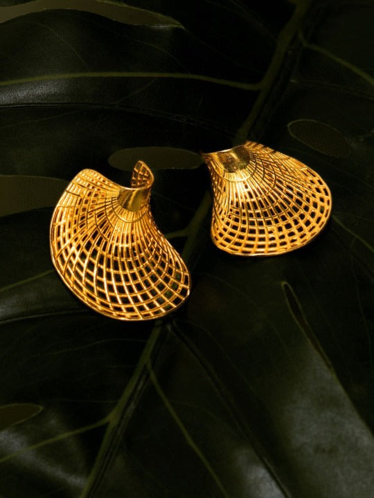 Aura Shell Gold-Plated Contemporary Shell Drop Earrings
