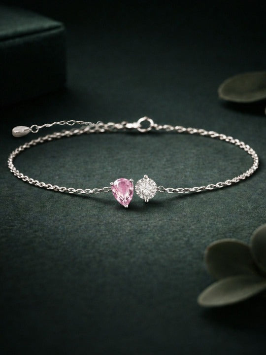 Women Sterling Silver Cubic Zirconia Rhodium-Plated Wraparound Bracelet Main image