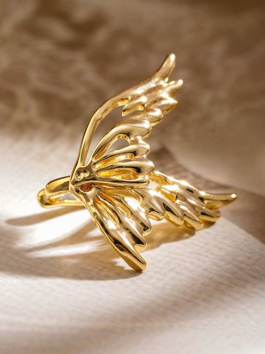 18K Gold-Plated Brass Statement Earcuff with Wing Inspired Design