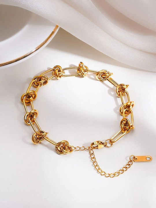 Thick 18K Gold Plated Knot Link Chain Anti Tarnish Bracelet Secondary image