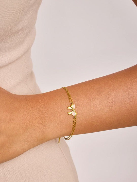 18k Gold Plated Ribbon Stainless Steel Waterproof & Anti-Tarnish Chain Bracelet