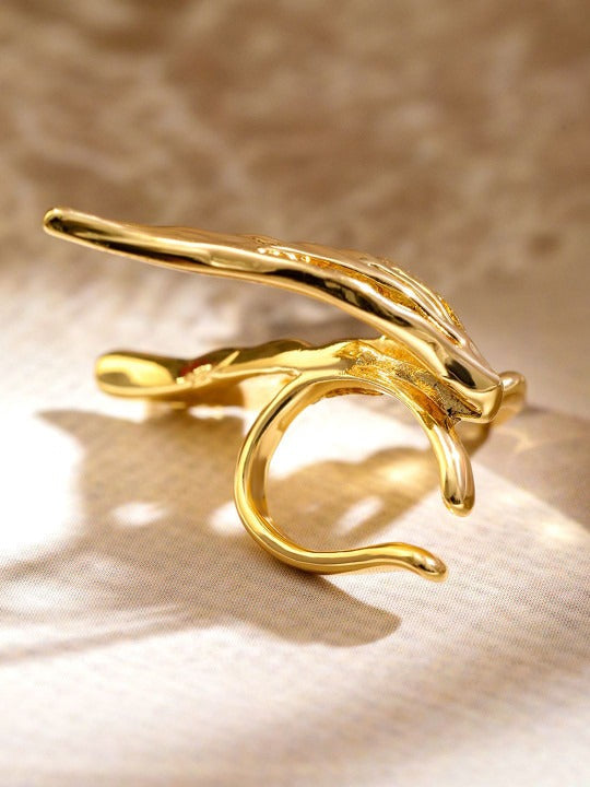 18K Gold-Plated Brass Statement Earcuff with Wing Inspired Design Secondary image