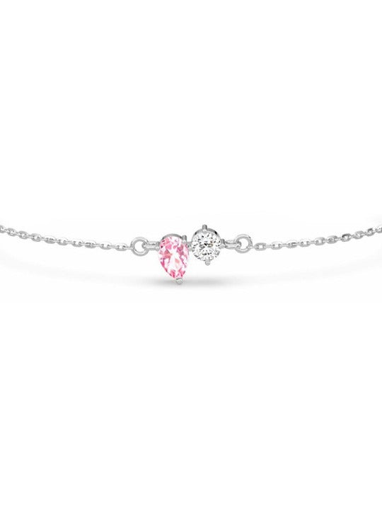Women Sterling Silver Cubic Zirconia Rhodium-Plated Wraparound Bracelet