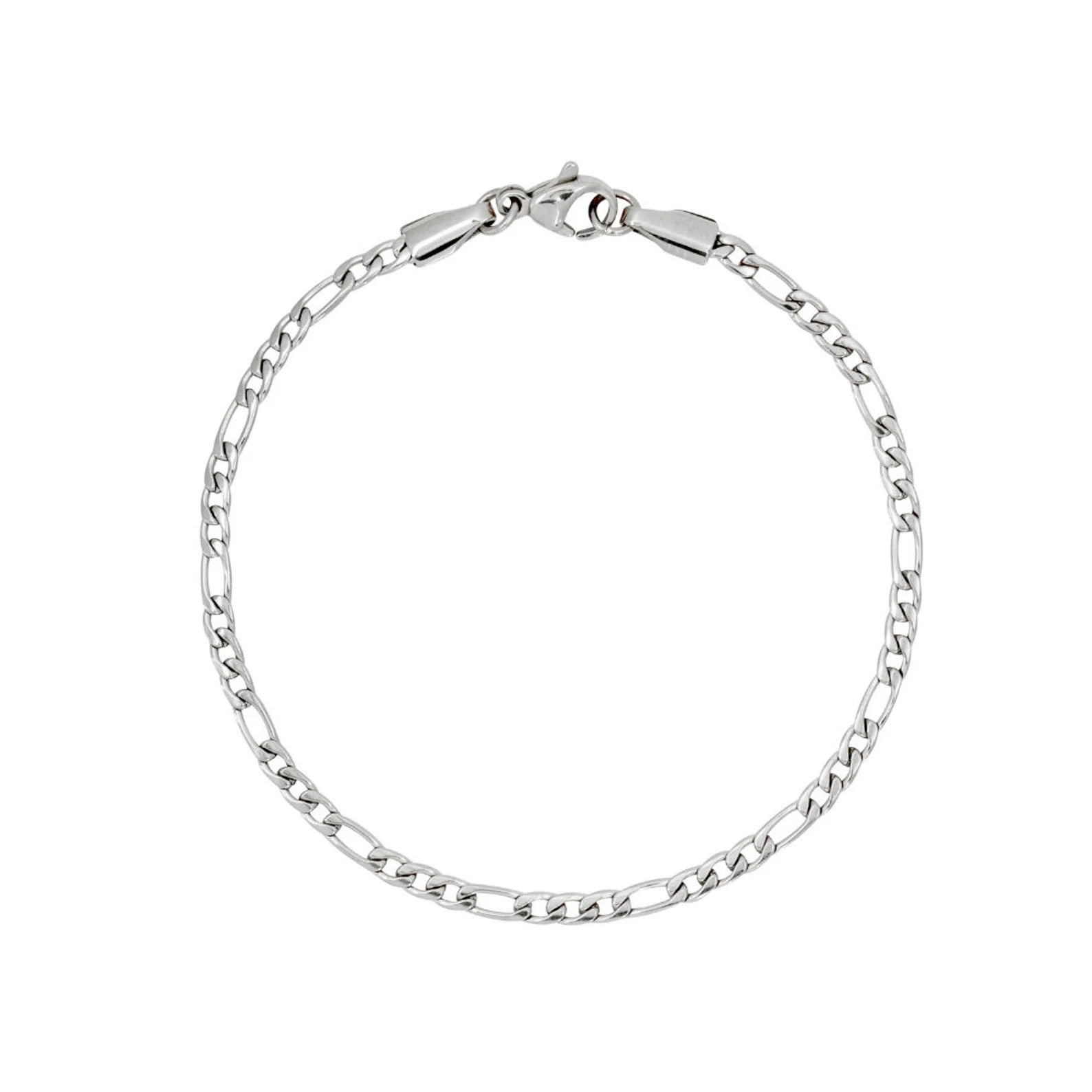 Thin Silver Figaro Bracelet Chain for Men,