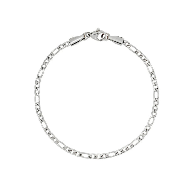Thin Silver Figaro Bracelet Chain for Men,