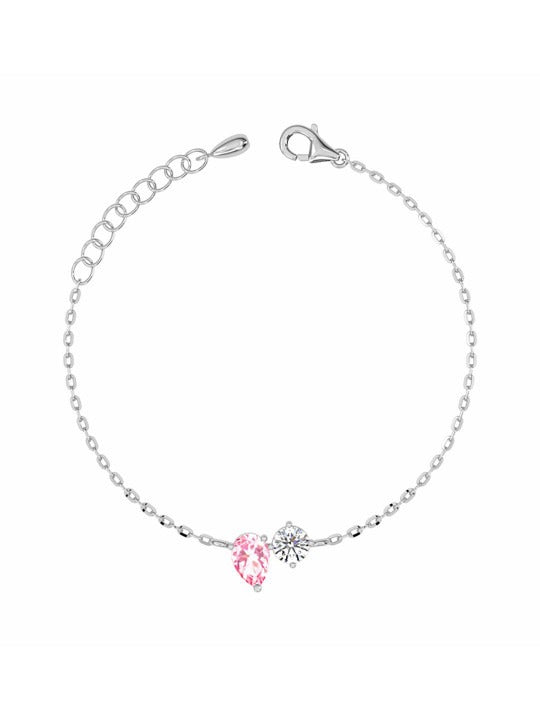 Women Sterling Silver Cubic Zirconia Rhodium-Plated Wraparound Bracelet