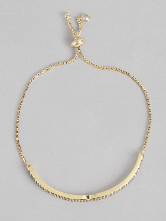 Women Gold-Plated Brass Cubic Zirconia Studded Bracelet