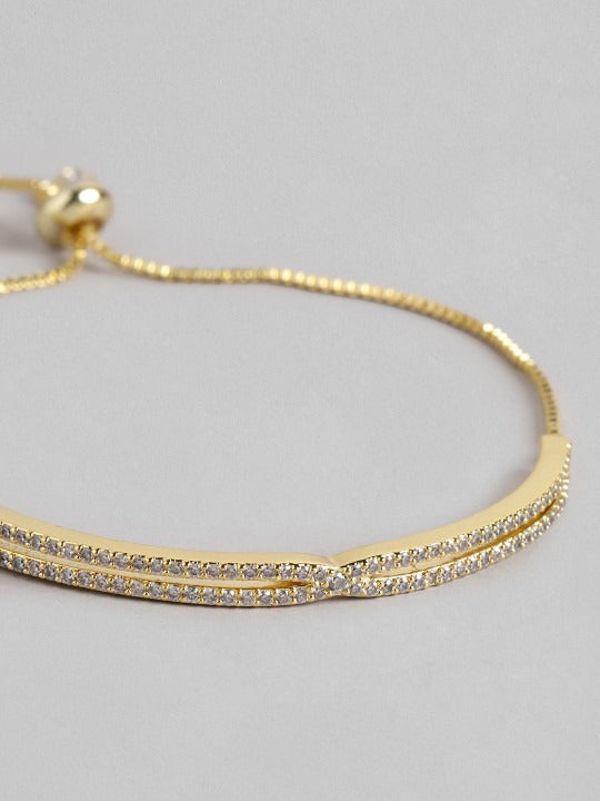 Women Gold-Plated Brass Cubic Zirconia Studded Bracelet Secondary image