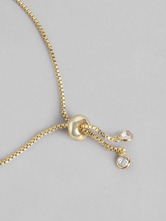 Women Gold-Plated Brass Cubic Zirconia Studded Bracelet