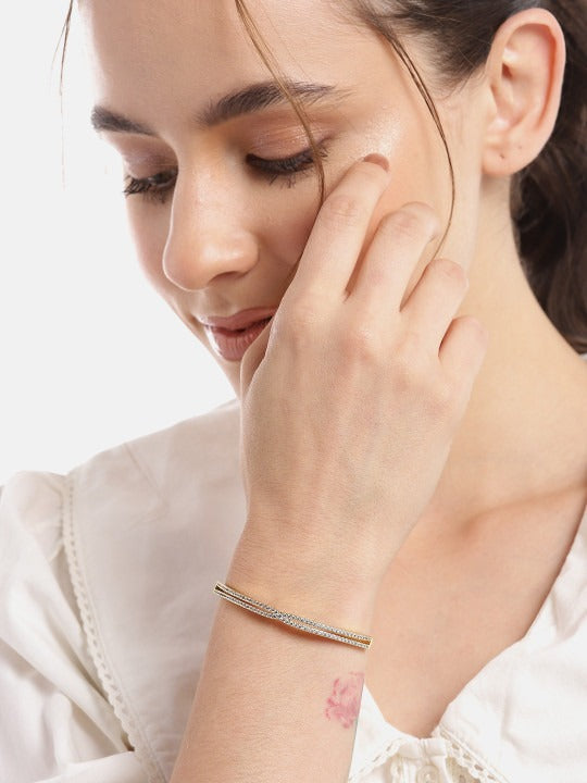 Women Gold-Plated Brass Cubic Zirconia Studded Bracelet