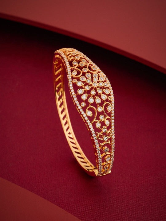 Women Cubic Zirconia Gold-Plated Kada Bracelet Secondary image